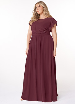 Azazie Daphne Modest Bridesmaid Dresses A-Line Ruffled Chiffon Floor-Length Dress image8