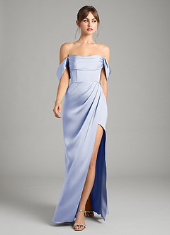 Azazie Johana Bridesmaid Dresses Ice Mermaid Off the Shoulder Stretch Satin Convertible Dress image5
