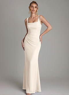 Azazie Agustina Bridesmaid Dresses White Alabaster Mermaid Corset Chiffon Dress image4