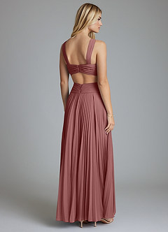 Azazie Hosanna Bridesmaid Dresses Desert Rose A-Line Pleated Chiffon Dress image3