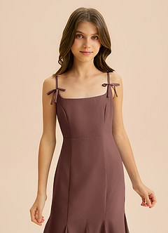 Azazie Evey Junior Abito Sirena in Chiffon Plissettato Espresso image6