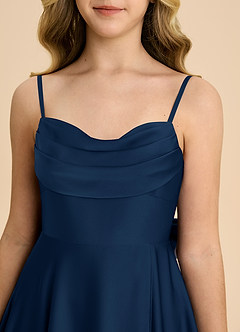 Azazie Bear Junior Dark Navy A-Line Sweetheart Neckline Stretch Satin Dress image8