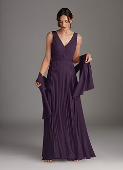 Azazie Kris Mother of the Bride Dresses Plum A-Line Sequins Chiffon Dress image2
