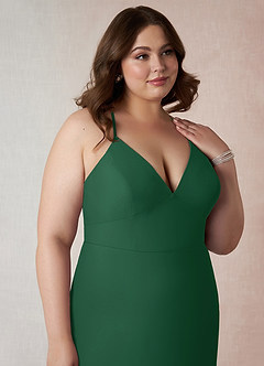 Azazie Becca Bridesmaid Dresses Dark Green Sheath V-Neck Chiffon Dress image12