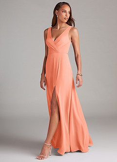 Azazie Nelly Bridesmaid Dresses Sunset A-Line Pleated Chiffon Dress image4