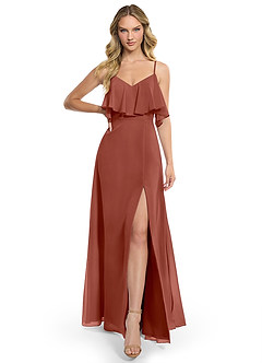Azazie Jean Bridesmaid Dresses Auburn A-Line Chiffon Convertible Dress image1