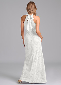 Azazie Doretta Vestidos de damas de honor Vestido de Blanco de Devorado Floral de Corte Sirena con Plisado image6