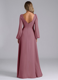 Azazie Liah Bridesmaid Dresses Vintage Mauve A-Line Long Sleeve Chiffon Dress image6