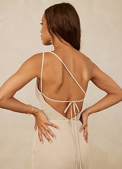 Christian Siriano Bridal for Azazie 1003 Bridesmaid Dresses Champagne Sheath One Shoulder Chiffon Dress image6