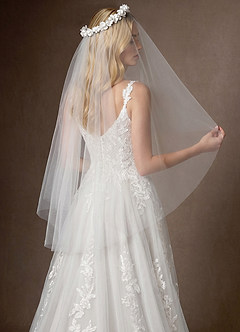 front Garden Flower Crown Waist Length Veil