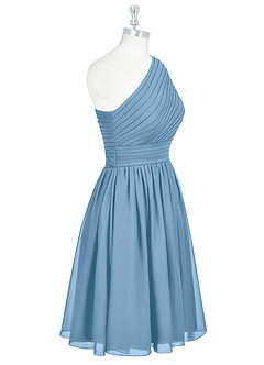 Azazie Katrina Bridesmaid Dresses Steel Blue A-Line One Shoulder Chiffon Dress image8