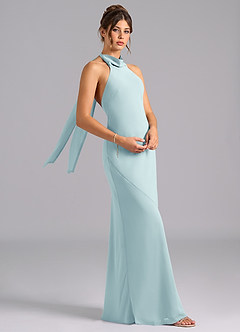 Azazie Velli Bridesmaid Dresses Sea Glass Mermaid High Neck Chiffon Dress image3