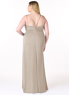 Azazie Aqua Bridesmaid Dresses Frost A-Line V-Neck Pleated Stretch Satin Dress image16