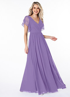 Azazie Zella Bridesmaid Dresses Tahiti A-Line Lace Chiffon Dress image3