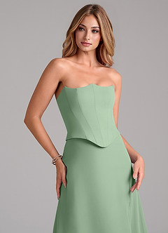 Azazie Jenilyn Bridesmaid Dresses Matcha A-Line Strapless Chiffon Dress image2