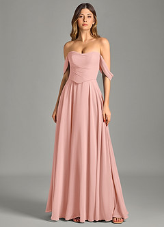 Azazie Chelsey Final Sale Rosette A-Line Off the Shoulder Chiffon Convertible Dress image6