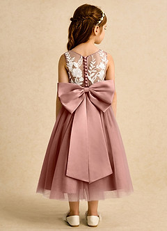 Azazie Sundae Robe Demoiselle D'honneur Fillette Robe Princesse en Dentelle Rose De Cèdre image2