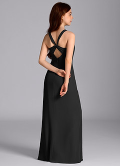 Azazie Mero Junior Black Mermaid Pleated Chiffon Dress image7