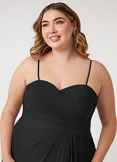 Azazie Arabella Allure Abiti da Damigella Abito Convertibile A-Line in Chiffon Scollo a Cuore Nero image19