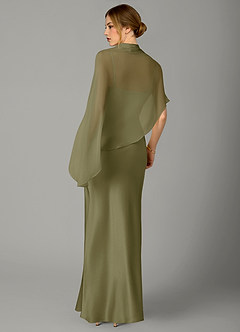 Azazie Jaleesa Bridesmaid Dresses Pistachio A-Line High Neck Stretch Satin Dress image6
