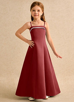 Azazie Izel Girls Formal Flower Girl Klänningar Klä A-Line i Matt satäng Plisserad image5