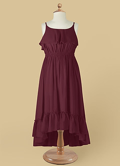 Azazie Karmen Abiti da Ragazza di Fiori Abito A-Line in Chiffon Increspato Cabernet image9