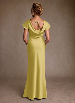 Azazie Shelby Mother of the Bride Dresses Canary Mermaid Pleated Stretch Satin Dress image2