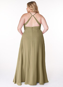 Azazie Davis Bridesmaid Dresses Moss Green A-Line V-Neck Chiffon Dress image8