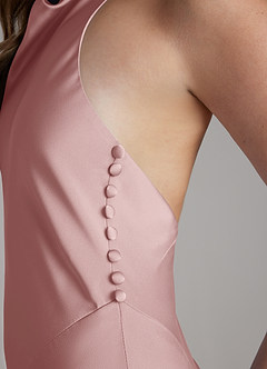 Azazie Sahara Bridesmaid Dresses Dusty Rose A-Line Pleated Stretch Satin Dress image5