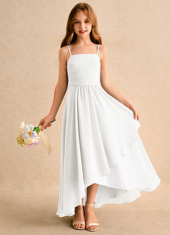 Azazie Twilight Dance Girls Formal Blumenmädchenkleider A-Linie Plissee Chiffon Kleid Elfenbein image1