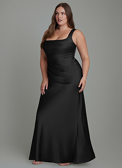 Azazie Agustina Bridesmaid Dresses Black Mermaid Corset Stretch Satin Dress image11