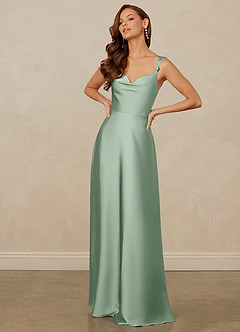 Christian Siriano Bridal for Azazie 1001 Bridesmaid Dresses Agave A-Line Sweetheart Neckline Stretch Satin Dress image3