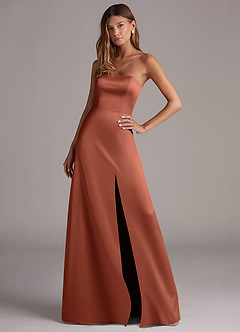 Azazie Wren Bridesmaid Dresses Clay A-Line Strapless Stretch Satin Convertible Dress image3