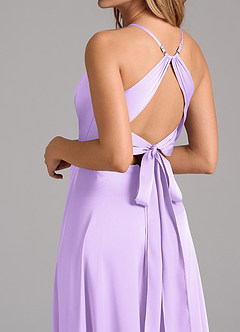 Azazie Evalleen Bridesmaid Dresses Lilac A-Line Pleated Stretch Satin Dress image2