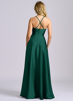 Azazie Truce Robes de demoiselle d'honneur Robe Trapèze en Satin extensible émeraude image2