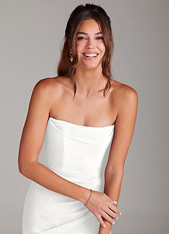 Azazie Leonis Bridesmaid Dresses White Mermaid Strapless Chiffon Convertible Dress image6