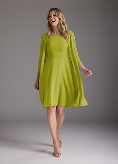 Azazie Shirley Mother of the Bride Dresses Lemongrass A-Line Scoop Pleated Chiffon Dress image2