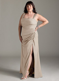 Azazie Jesaphine Bridesmaid Dresses Frost Sheath Bow Stretch Satin Dress image11