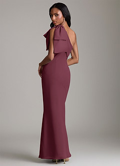 Azazie Yuanna Bridesmaid Dresses Cabernet Mermaid One Shoulder Chiffon Dress image2
