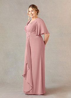 Azazie Carson Mother of the Bride Dresses Dusty Rose A-Line V-Neck Lace Chiffon Dress image8
