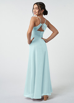 Azazie Avelina Junior Sea Glass A-Line Pleated Chiffon Dress image5