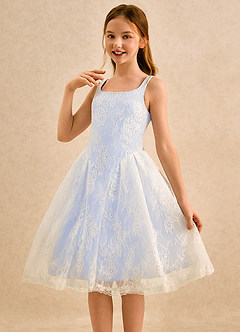 Azazie Cubbie Girls Formal Flower Girl Dresses Lavender A-Line Lace Dress image3