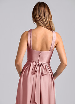 Azazie Dixie Bridesmaid Dresses Dusty Rose A-Line Pleated Stretch Satin Dress image2