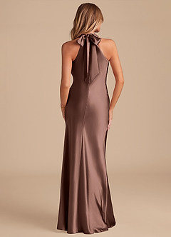 Azazie Doretta Bridesmaid Dresses Espresso Mermaid Bow Metallic Satin Dress image6