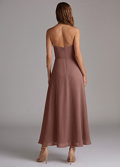 Azazie Wren Vestidos de madrinha de casamento Vestido Café Expresso de Chiffon de Linha A com Sem alças image4