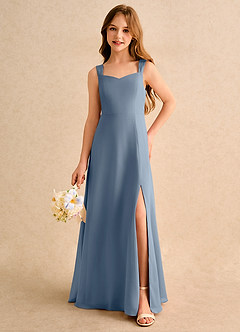 Azazie Makani Girls Formal Blumenmädchenkleider A-Linie Herzausschnitt Chiffon Kleid Zwielichtviolett image5