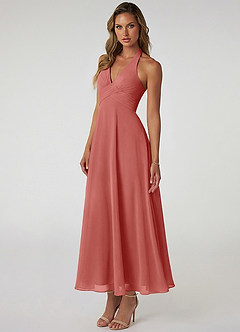 Azazie Tessie Jurken voor bruidsmeisjes Jurk van Chiffon met A-Lijn Geplooid Antieke Roos image3