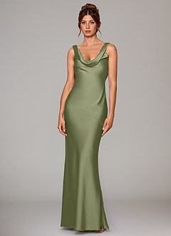 Azazie Rylina Bridesmaid Dresses Garden Sage Mermaid Stretch Satin Dress image1