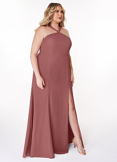 Azazie Rue Brautjungfernkleider A-Linie Halter Chiffon Kleid Amethyst image10