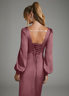 Azazie Brianna Robes de demoiselle d'honneur Robe Sirène en Satin extensible Corset Rose Du Désert image2